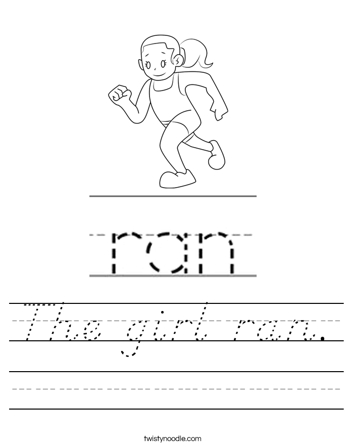 The girl ran. Worksheet
