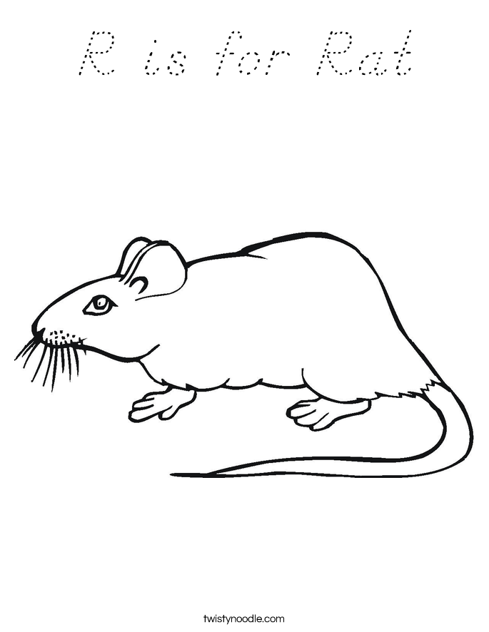 R is for Rat Coloring Page