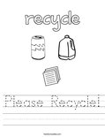 Please Recycle! Worksheet
