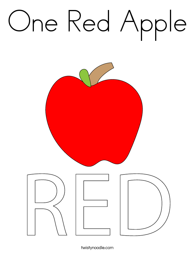 One Red Apple Coloring Page