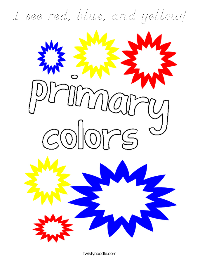 I see red, blue, and yellow! Coloring Page