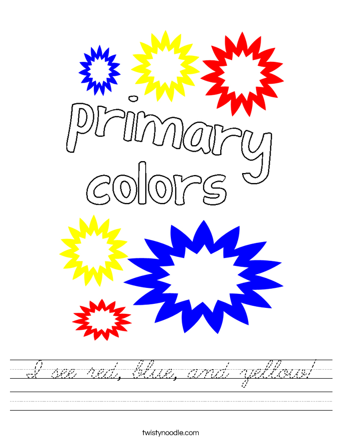 I see red, blue, and yellow! Worksheet