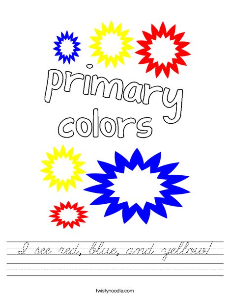 Red, Blue, and Yellow! Worksheet
