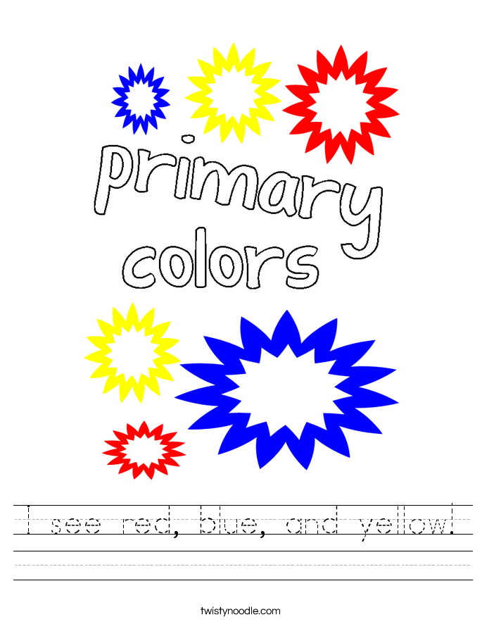 I see red, blue, and yellow! Worksheet