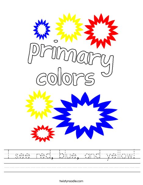 Red, Blue, and Yellow! Worksheet