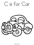 C is for Car Coloring Page