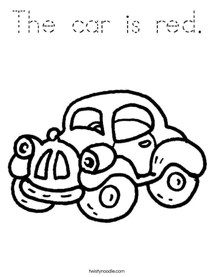 The car is red. Coloring Page