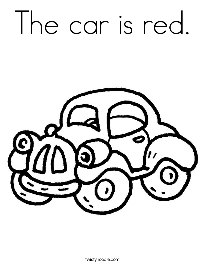 The car is red. Coloring Page