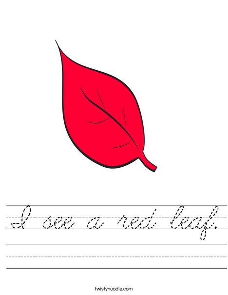 Red Fall Leaf Worksheet