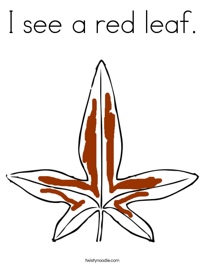 I see a red leaf. Coloring Page