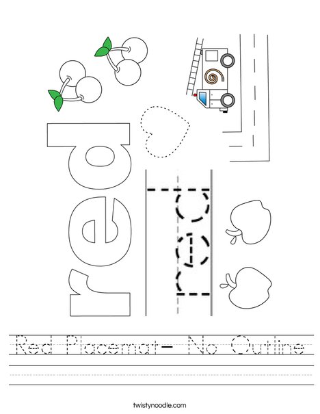Red Placemat- No Outline Worksheet