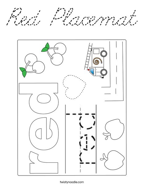 Red Placemat Coloring Page