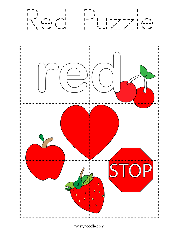 Red Puzzle Coloring Page