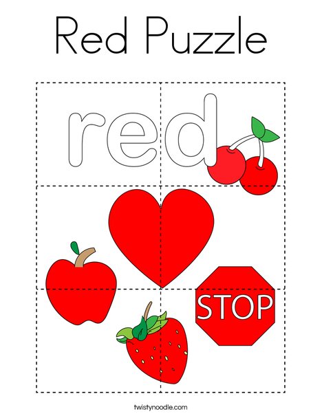 Red Puzzle Coloring Page