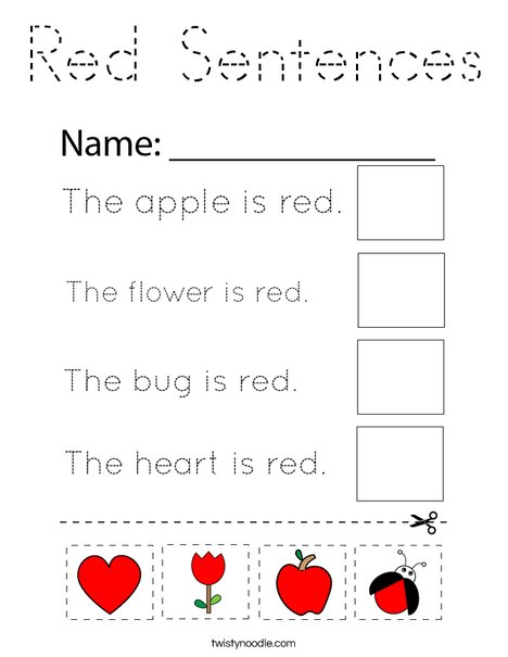 Red Sentences Coloring Page