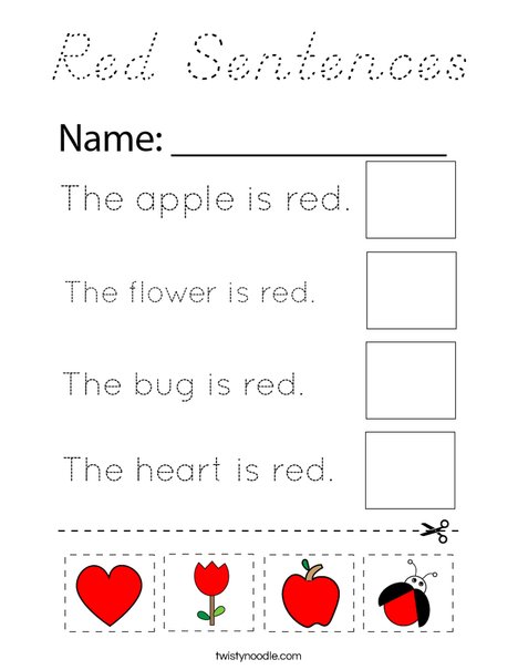 Red Sentences Coloring Page