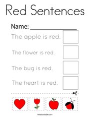 Red Sentences Coloring Page