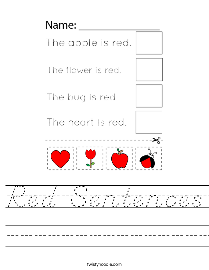 Red Sentences Worksheet