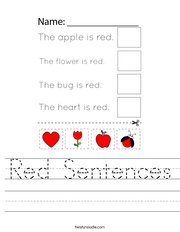 Red Sentences Handwriting Sheet