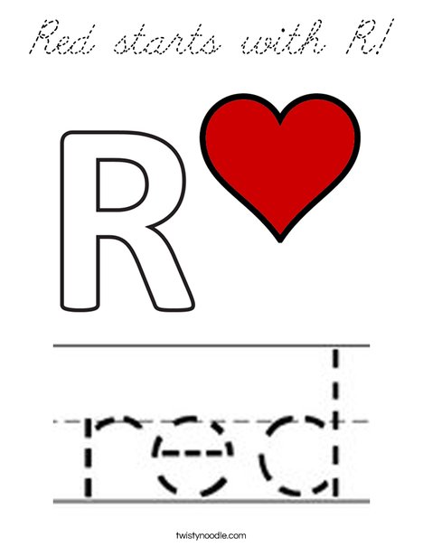 Red starts with R! Coloring Page