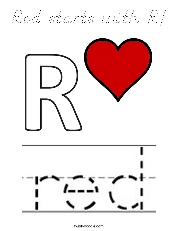 Red starts with R! Coloring Page