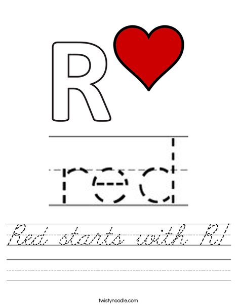 Red starts with R! Worksheet