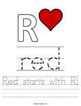 Red starts with R! Worksheet
