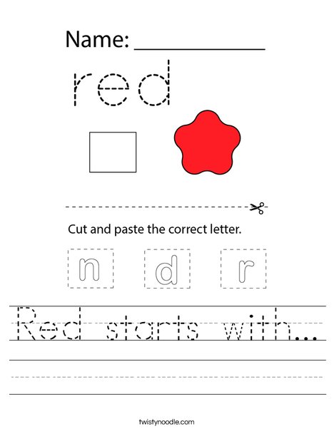 Red starts with... Worksheet