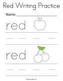 Red Writing Practice Coloring Page