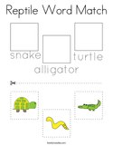 Reptile Word Match Coloring Page