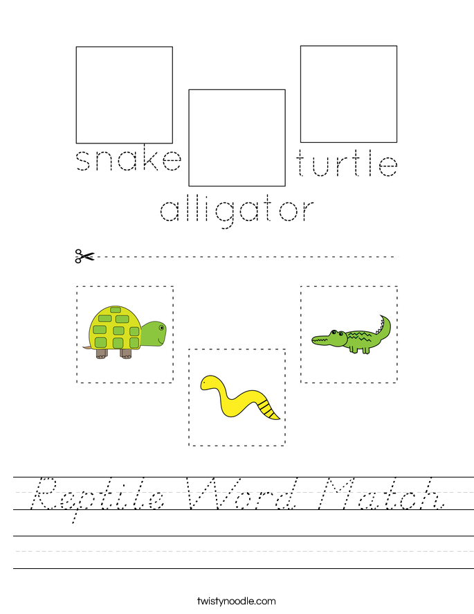 Reptile Word Match Worksheet