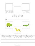 Reptile Word Match Worksheet