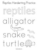Reptiles Handwriting Practice Coloring Page