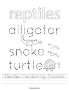 Reptiles Handwriting Practice Handwriting Sheet