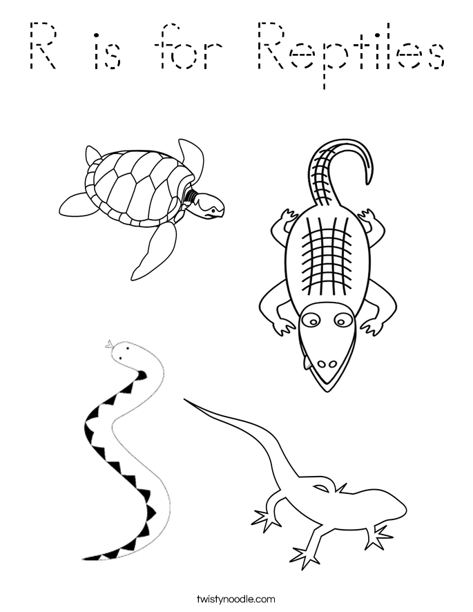 R is for Reptiles Coloring Page