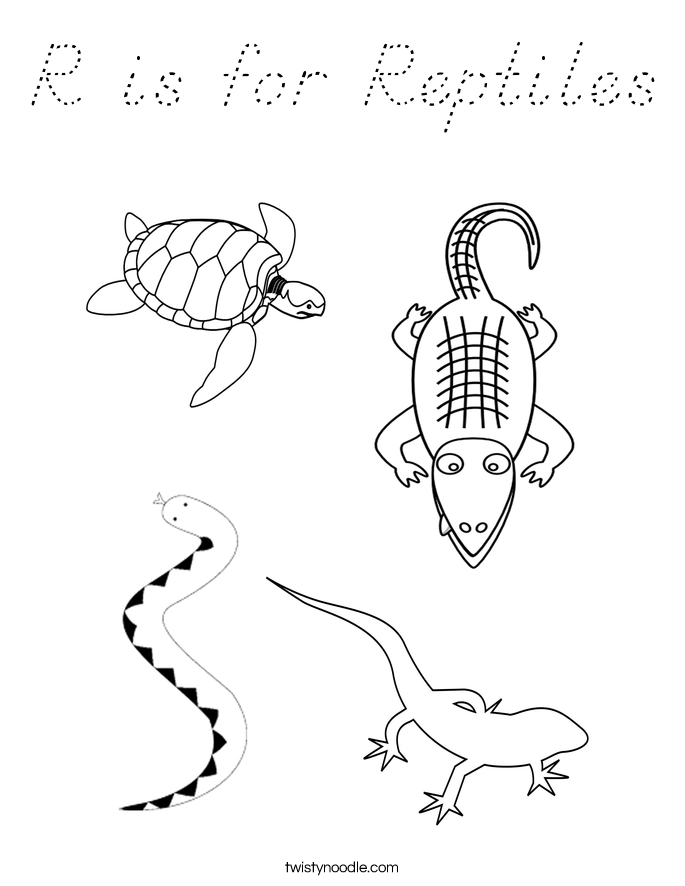 R is for Reptiles Coloring Page