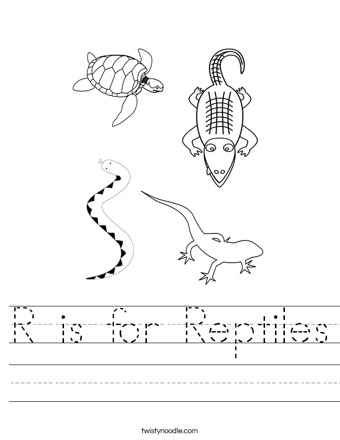 r is for reptiles worksheet twisty noodle