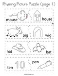 Rhyming Picture Puzzle (page 1) Coloring Page