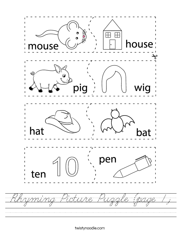Rhyming Picture Puzzle (page 1) Worksheet