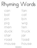 Rhyming Words Coloring Page