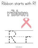 Ribbon starts with R Coloring Page