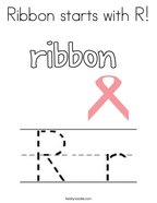 Ribbon starts with R Coloring Page