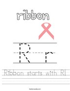 Ribbon starts with R Handwriting Sheet