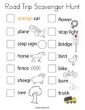 Road Trip Scavenger Hunt Coloring Page