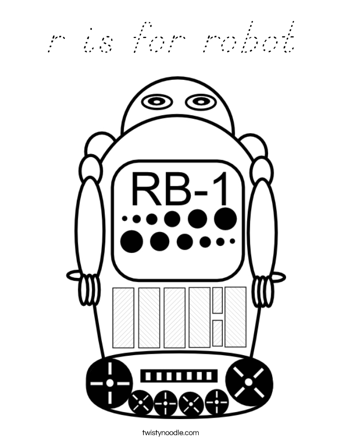 r is for robot Coloring Page