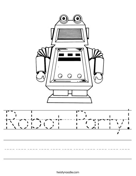 Robot with Square Head Worksheet