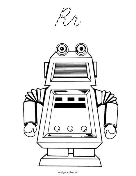 Robot with Square Head Coloring Page