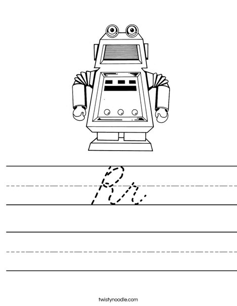 Robot with Square Head Worksheet