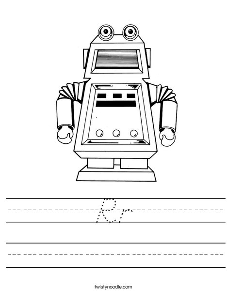 Robot with Square Head Worksheet