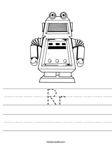 Robot with Square Head Worksheet